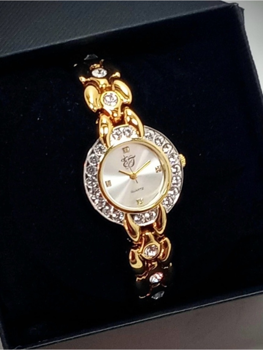 Gold-Tone Women's Bracelet Watch with Crystal Accents